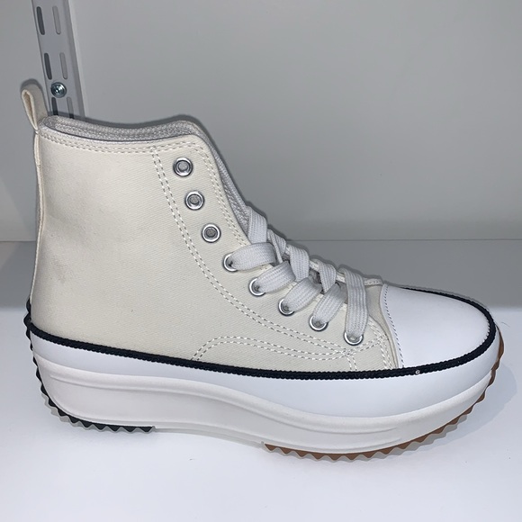 WHITE HIGH TOP CANVAS SNEAKERS - Picture 3 of 9